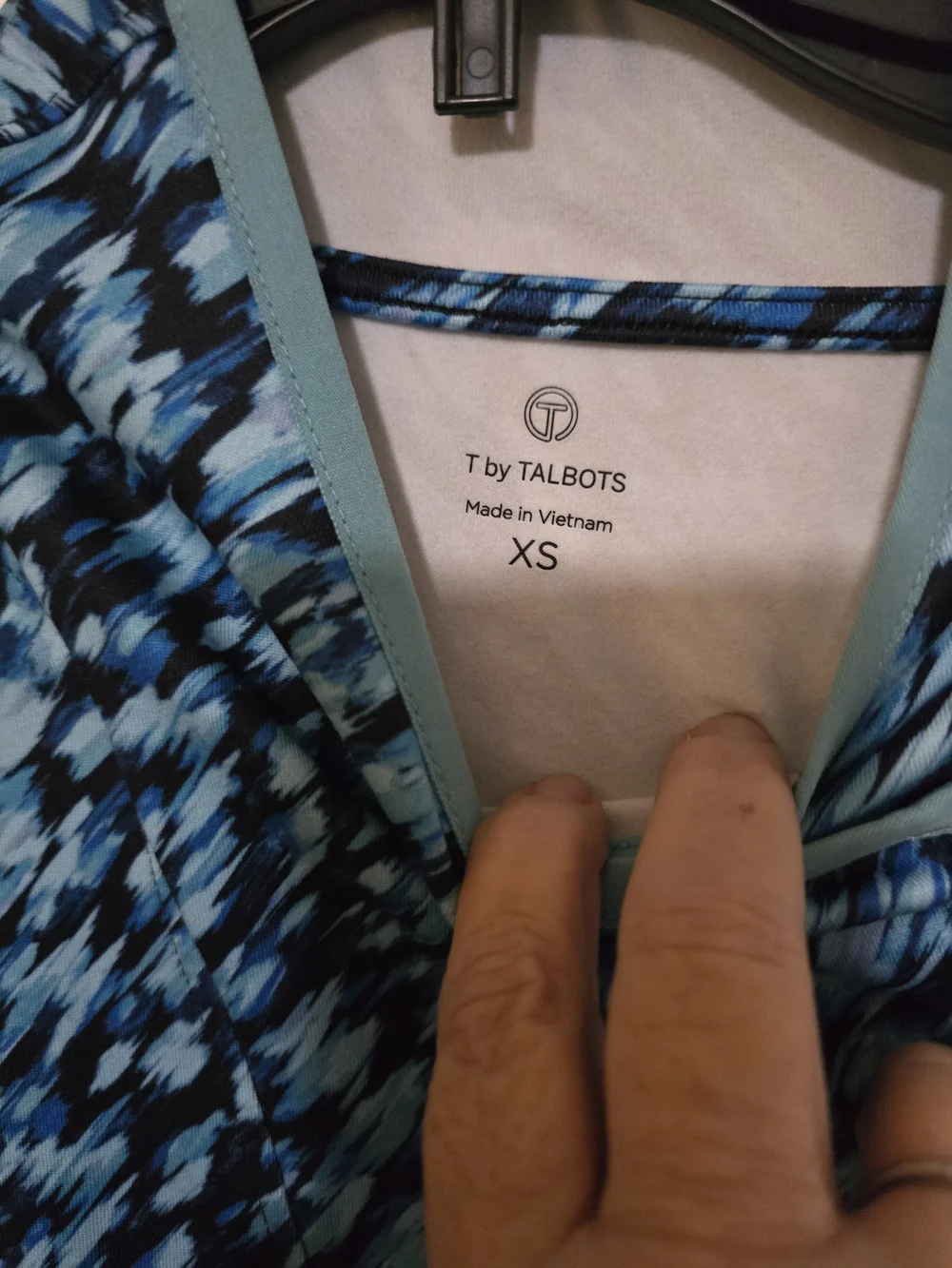 Talbots Blue Patterned Quarter-Zipper Performance Pullover - Picture 2 of 2